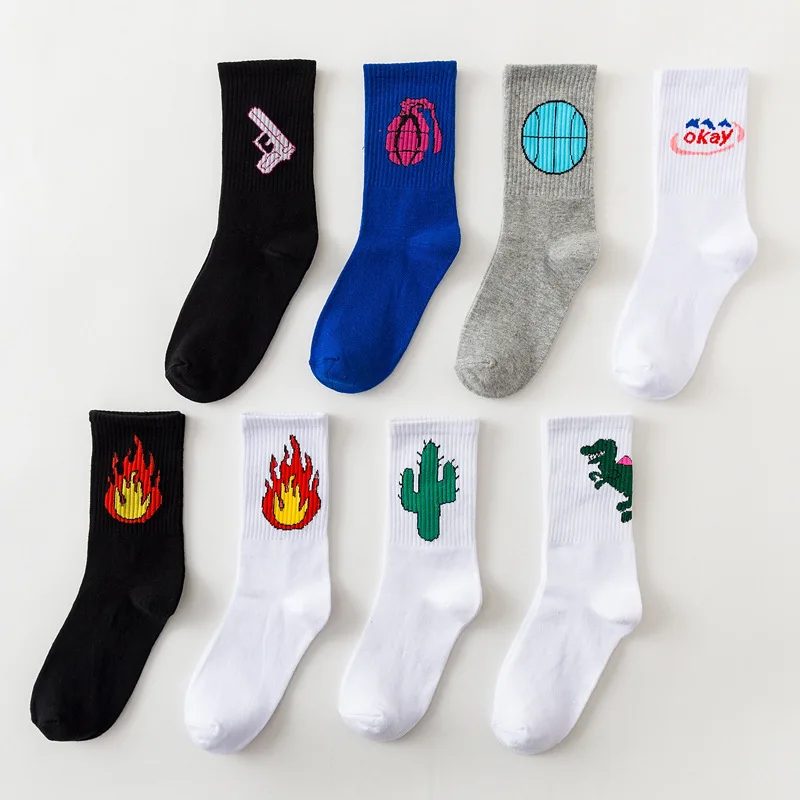 Носки женские хлопковые с мультяшным принтом Модные Винтажные носки в Корейском