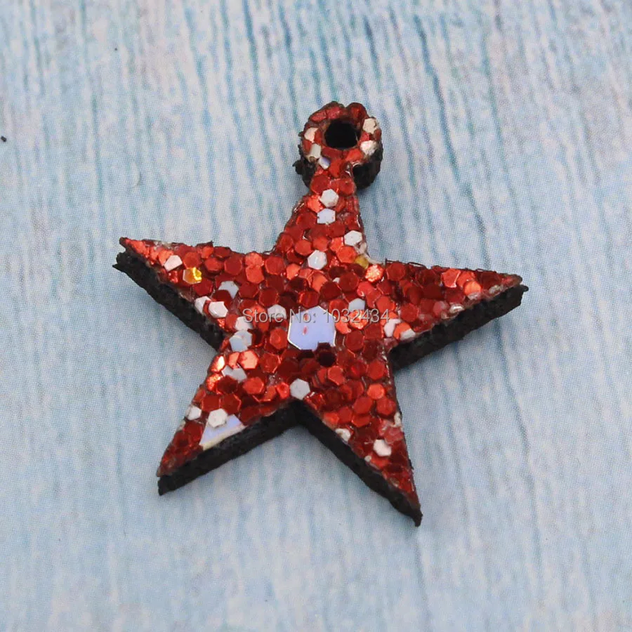 50 шт./лот блестящие нашивки из искусственной кожи со звездами войлочные