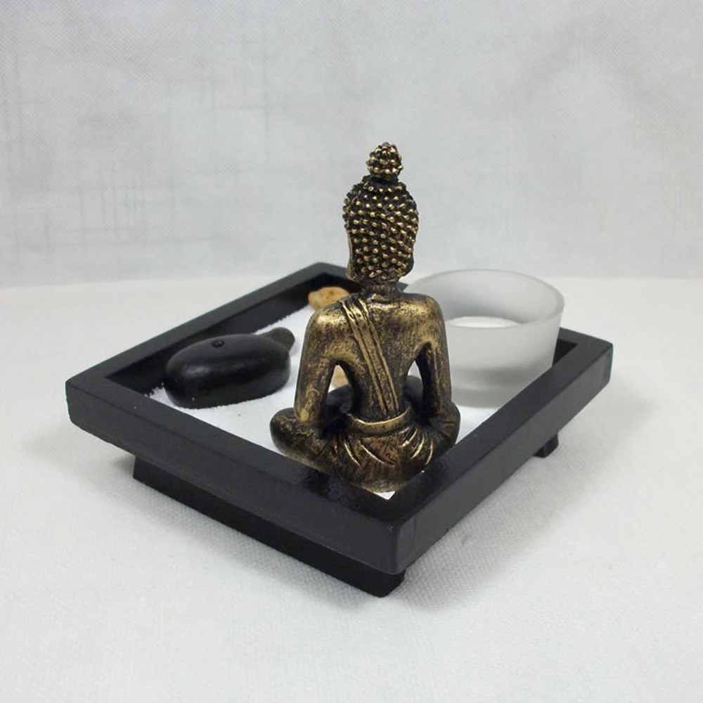 Смола статуэтка Будды орнамент Joss stick благовония набор подсвечников домашний