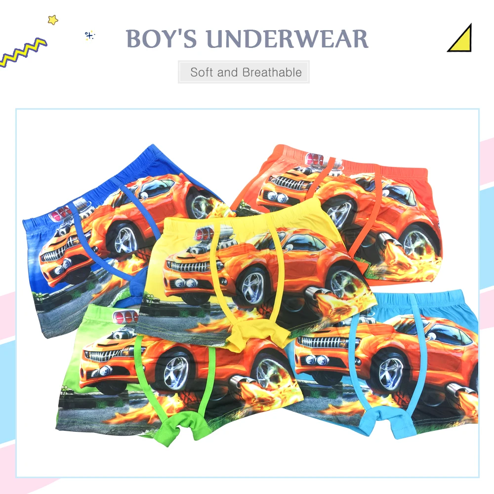 5 Pcs/lot Cartoon Car Kids Boy Underwear For Baby Children's Boxer Underpants Briefs Boys Underware Pants For 3-11 Y