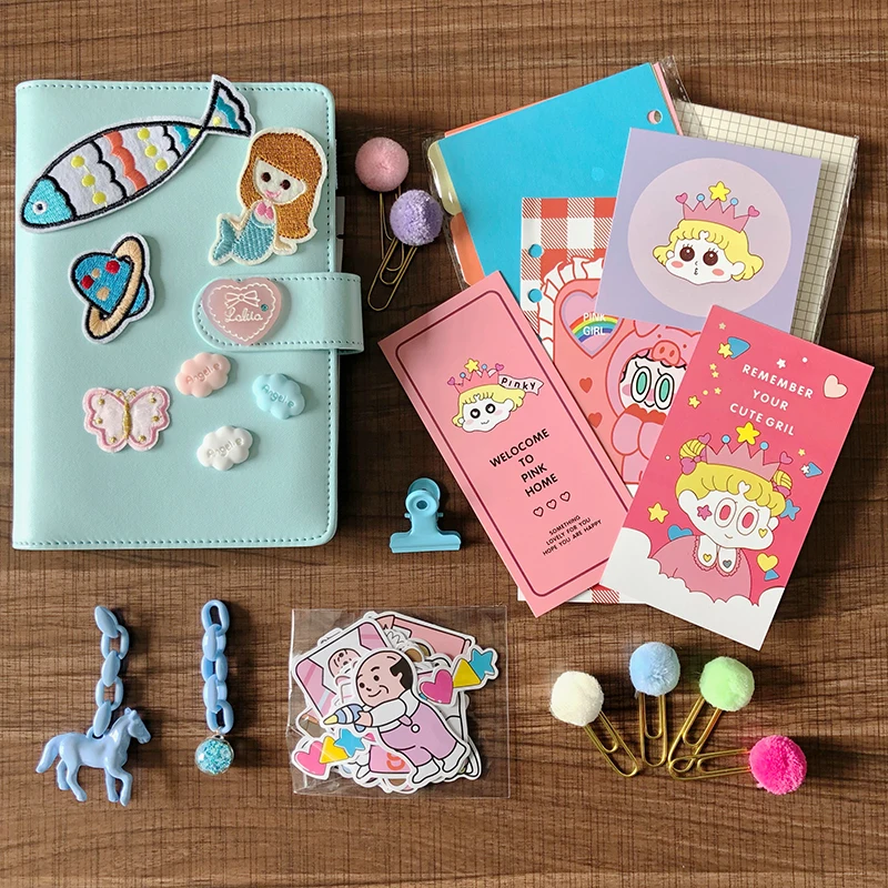 SIXONE розовый милый блокнот Kawaii планировщик подарочный набор из искусственной кожи креативный школьный блокнот канцелярские принадлежности