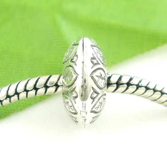 60 шт серебряный цвет плоские бусины подходят для европейского шарма 14x6 мм