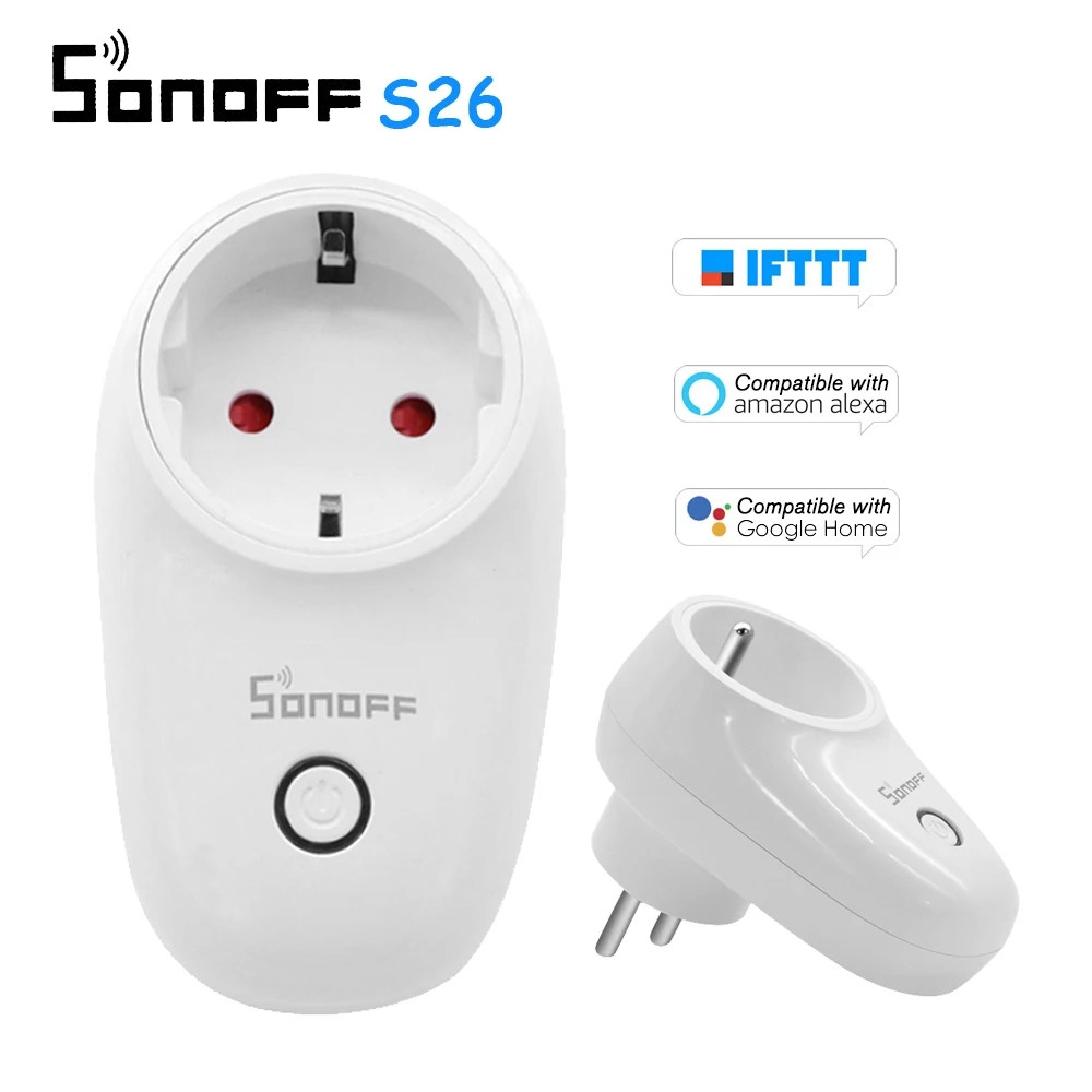 Умная розетка SONOFF S26 Wi Fi для домашней безопасности работает с Alexa Google Assistant IFTTT