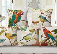 rural birds toon cotton linen pillow case throw cushion case home soft room yy gifts single sides
