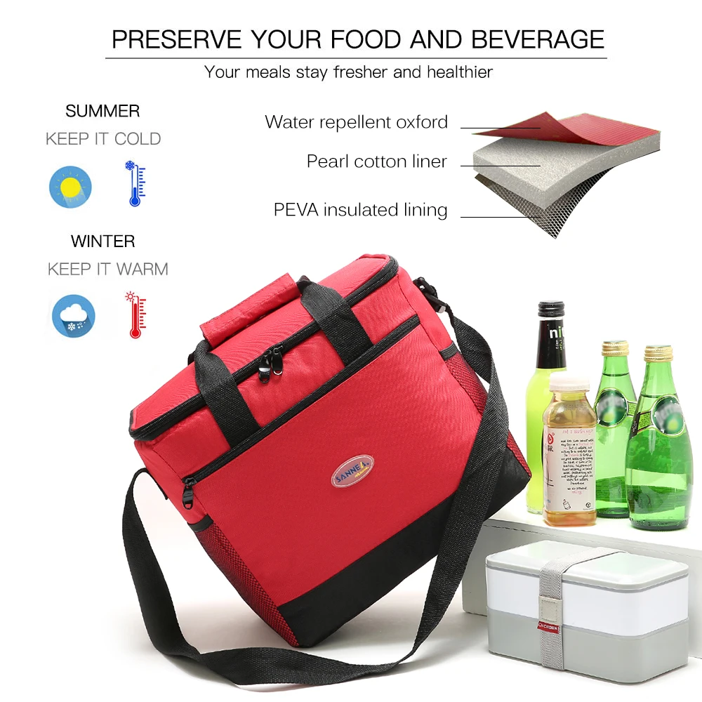 16L наружная Изолированная охлаждающая сумка для еды термальный японский