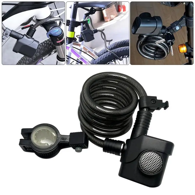 Durable 120cm 110dB Bike Bicycle Alarm Lock with 2 Keys Long Braided Alloy Steel Cable Mountain Accessory | Спорт и развлечения