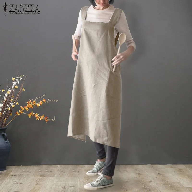 Весна ZANZEA мода 2019 г. хлопок белье свободные вечерние партии Vestido Лето для женщин
