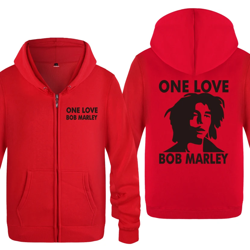 Мужские флисовые толстовки на молнии One Love Bob Marley с капюшоном 2018 | Мужская одежда