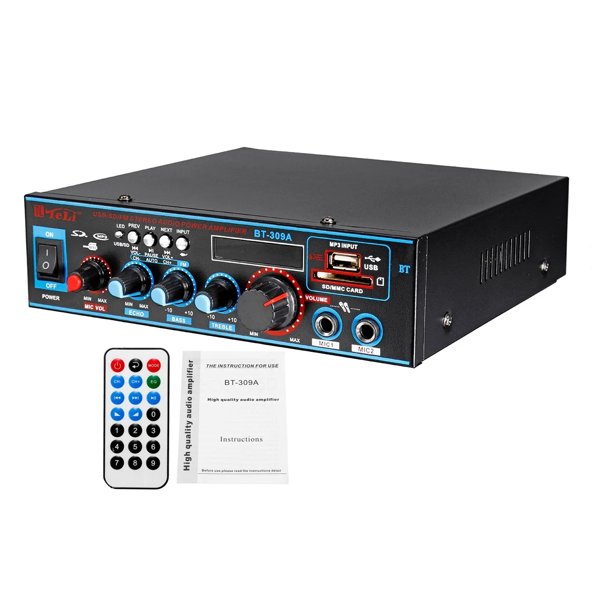 12/220V 800W 2CH эквалайзер ламповый усилитель аудио bluetooth стерео усилитель мощности домашний кинотеатр усилители, Hi-Fi, FM радио USB SD карты