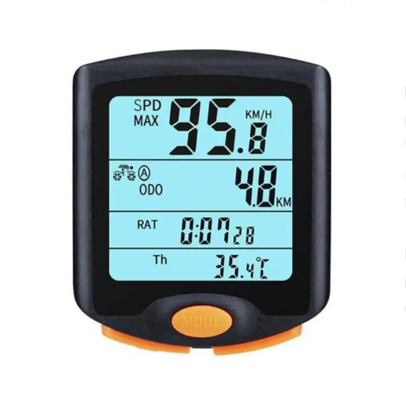 Bicycle Computer Wireless Bike Speedometer Digital Odometer Stopwatch Thermometer LCD Backlight Rainproof Black | Спорт и