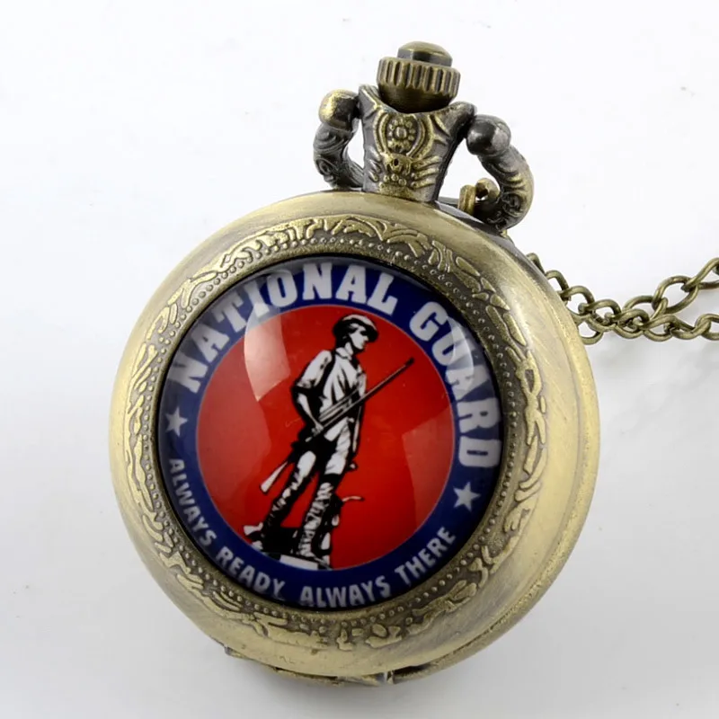 

IBEINA Unique US Marine Corps Pendant Theme Full Hunter Quartz Engraved Fob Retro Pendant Pocket Watch Chain Gift