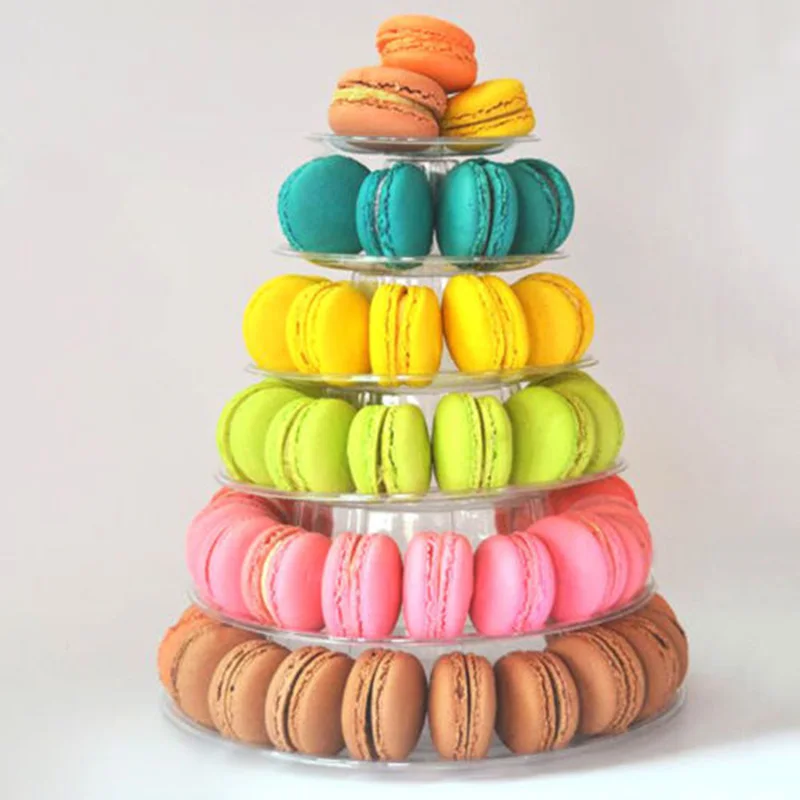 

6 Tiers Round Macaron French Macaroons Tower Pyramid Stand Rack Wedding Sets