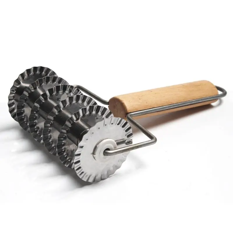 Новинка нержавеющая сталь + деревянная Тяговая сетка колесный нож пицца выпечка