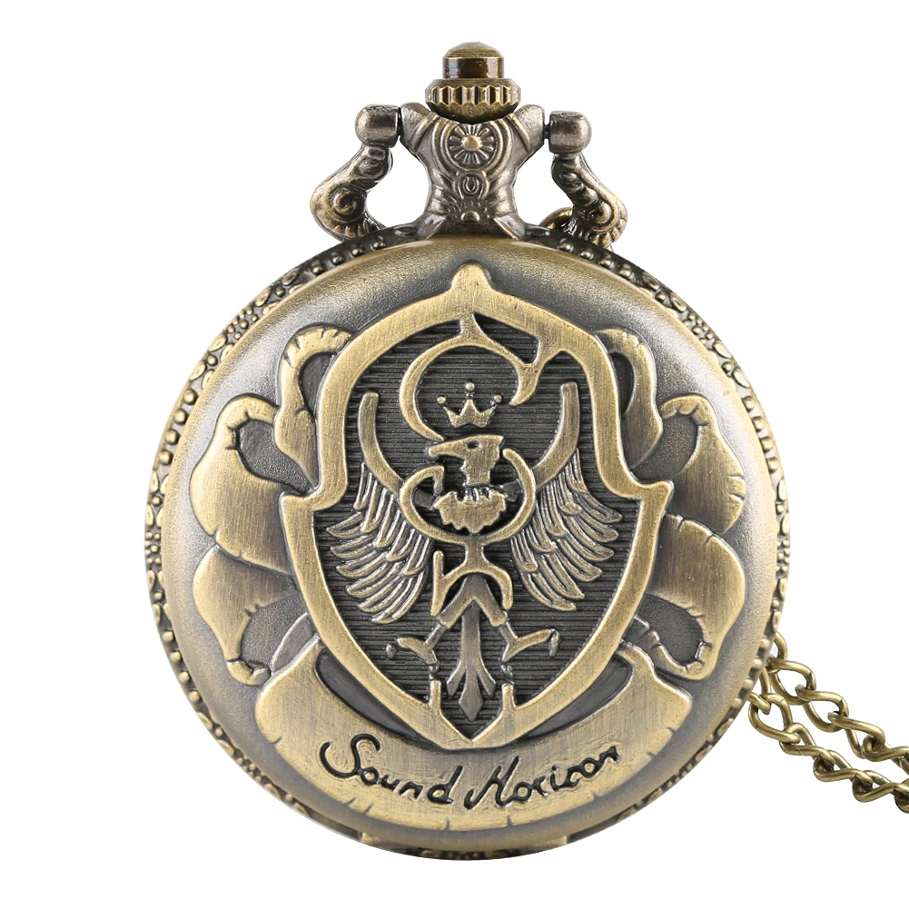 Necklace Pocket Watch for Men Bronze Polish Eagle Pattern Watches for Women Quartz Pendant Chain for Friends honorable fire dragon pattern case pocket watch for men classic slim chain necklace pendant watches for male gift zakhorloge