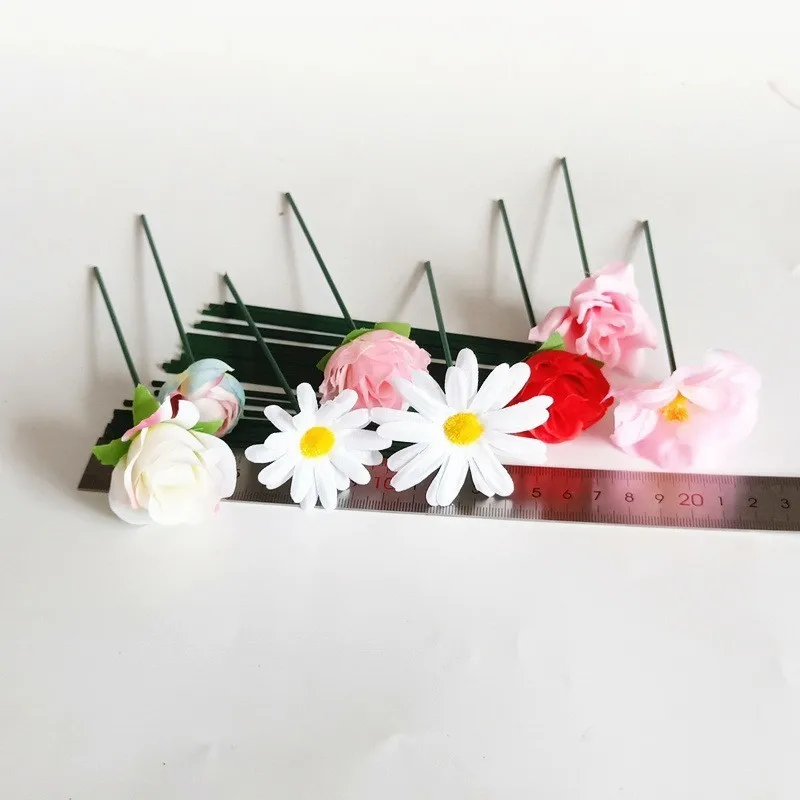 10 шт./лот 13 см Искусственный зеленый цветок Стержень DIY цветочный материал