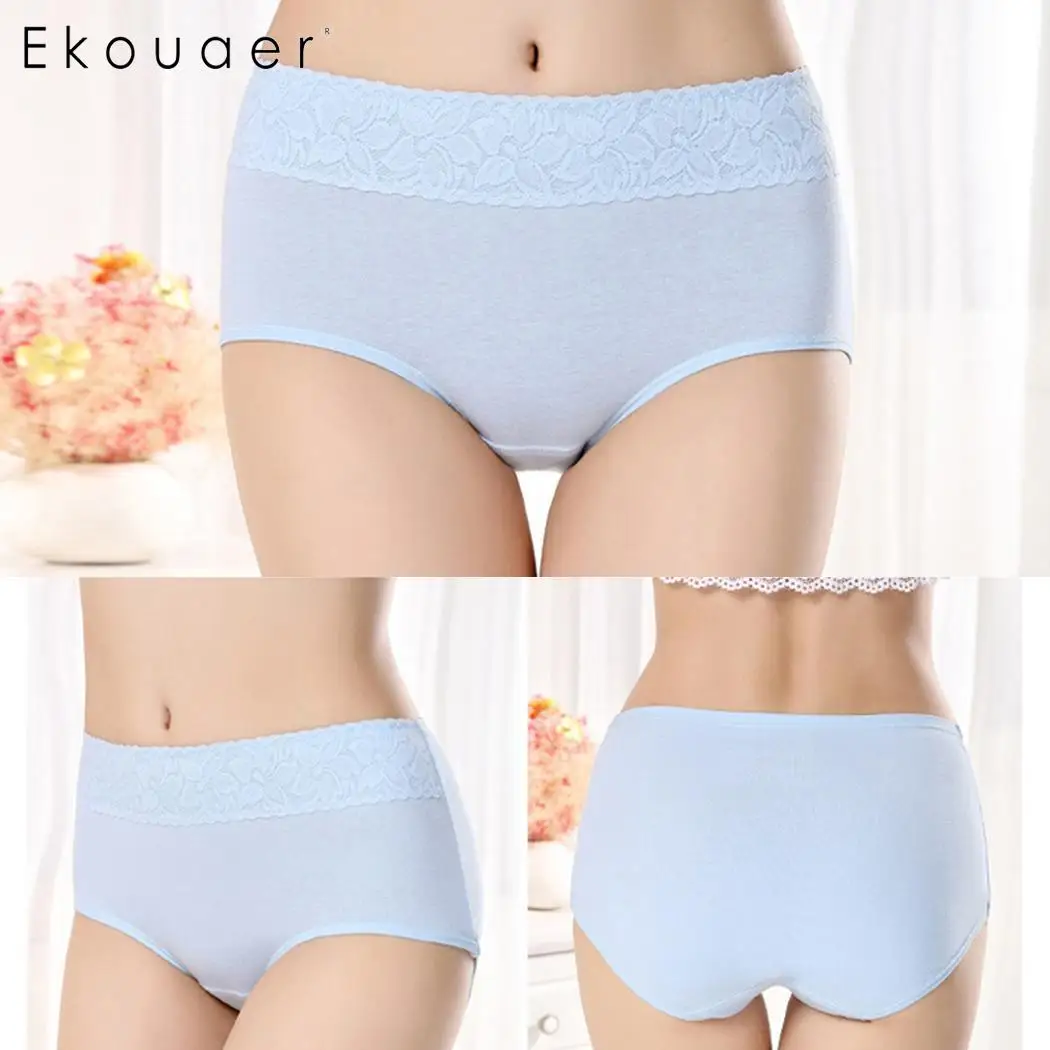 Ekouaer 4 шт./кор. Для женщин трусики 100% хлопоковое Сексуальные трусы мягкие дышащие