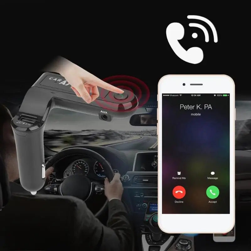 Беспроводной Bluetooth fm передатчик AUX модулятор Автомобильный комплект MP3 плеер