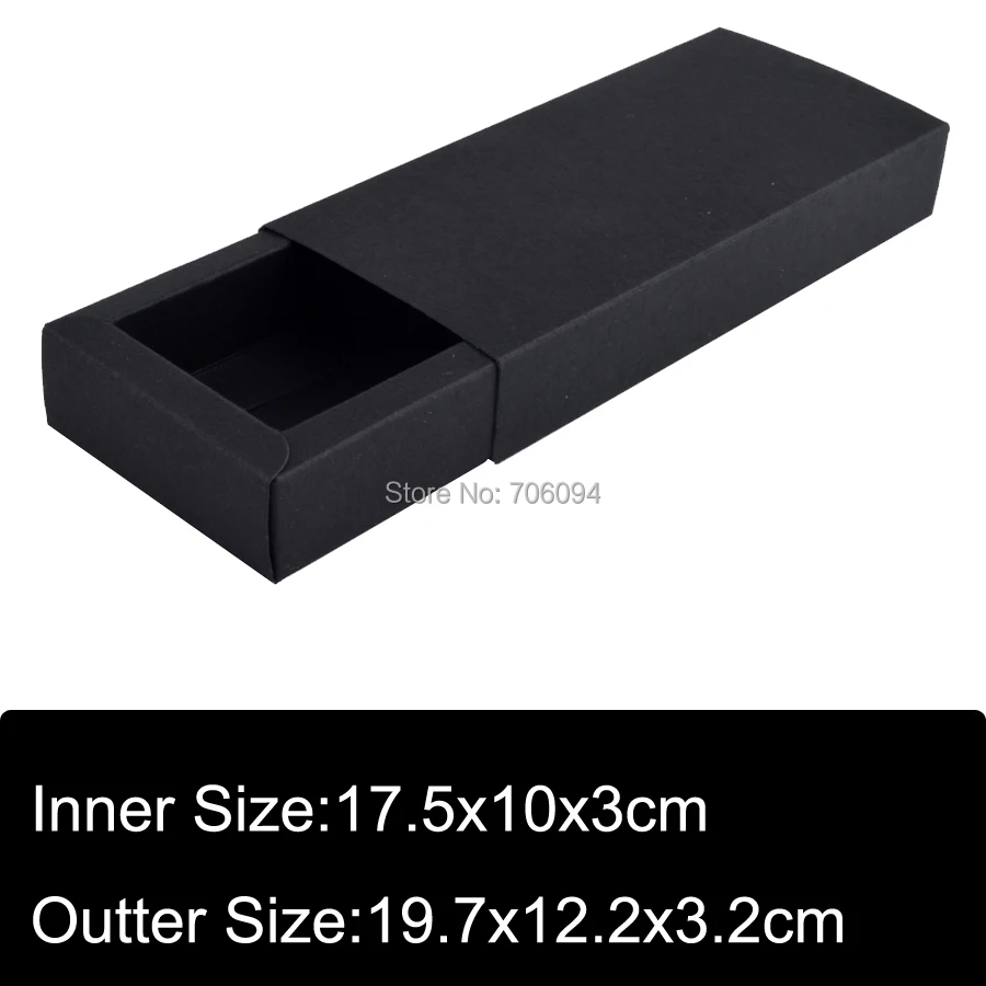 

30pcs 19.7x12.2x3.2cm Black drawer paper box handmade Black gift box,Wedding party box,custom box logo