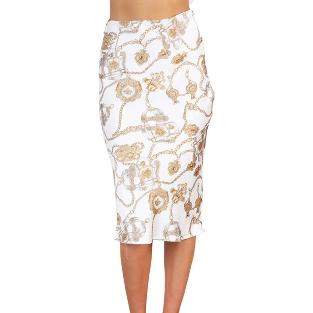 MISSKY Summer Women Skirt Sexy Fashion Print Slim Wrap Hip Femme Faldas Mujer | Женская одежда