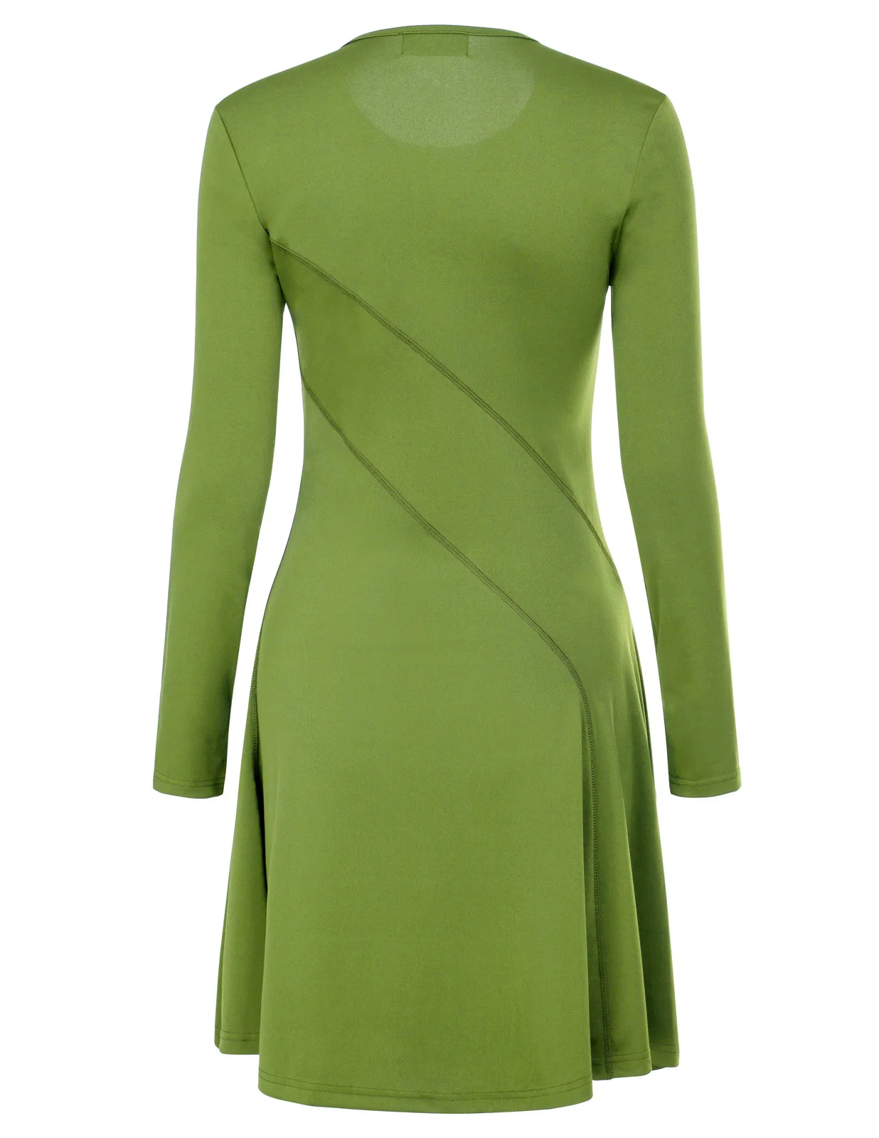 Женские платья сплошной цвет длинный рукав вырез лодочкой расклешенное а-силуэт