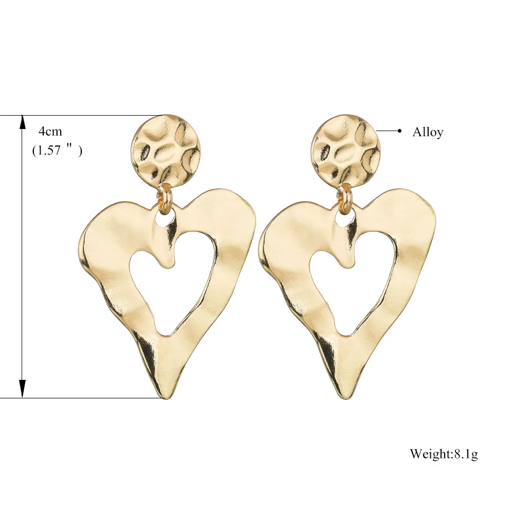 2019 New Design Women Statement Jewelry Gold Silver Color Irregular Love Heart Alloy Drop Earrings For Accessories | Украшения и