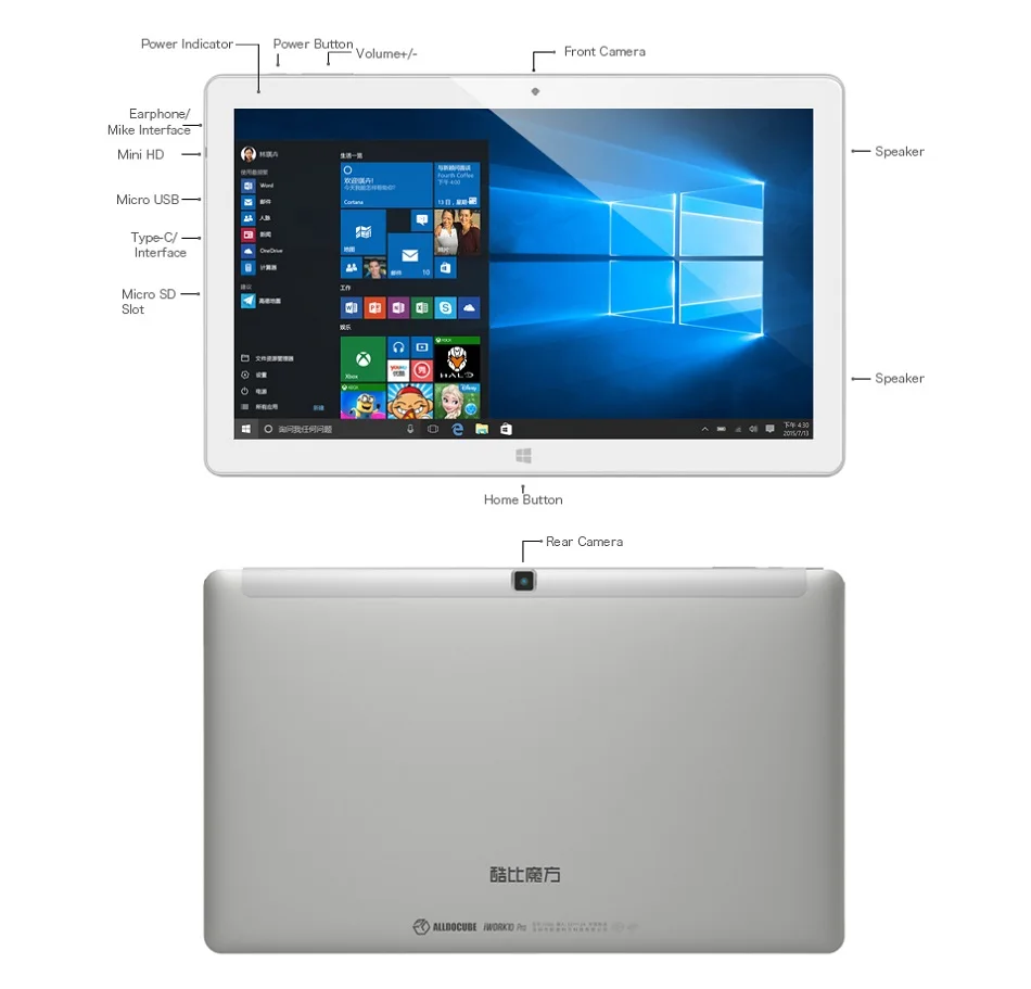 Оригинальная коробка Alldocube iWork10 Pro 4 ГБ ОЗУ 64 Гб ПЗУ Intel Atom X5 Z8350 четырехъядерный 10,1 дюймов Двойная ОС планшет Windows10+ Android5.1