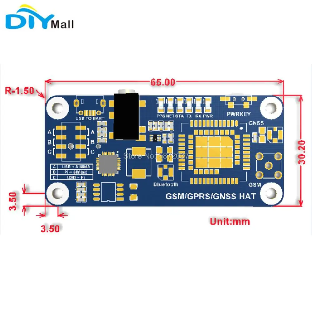 Модуль SIM868 GSM GPRS GPS GNSS Bluetooth 3 0 шапка SMS телефонный звонок для Raspberry Pi 2B/3B/Zero W|Модули