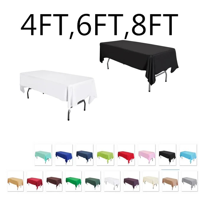

DEAREST 2pc matte satin table cloth 4ft 6ft 8ft banquet table cloth polyester table linen hotel banquet white black red blue
