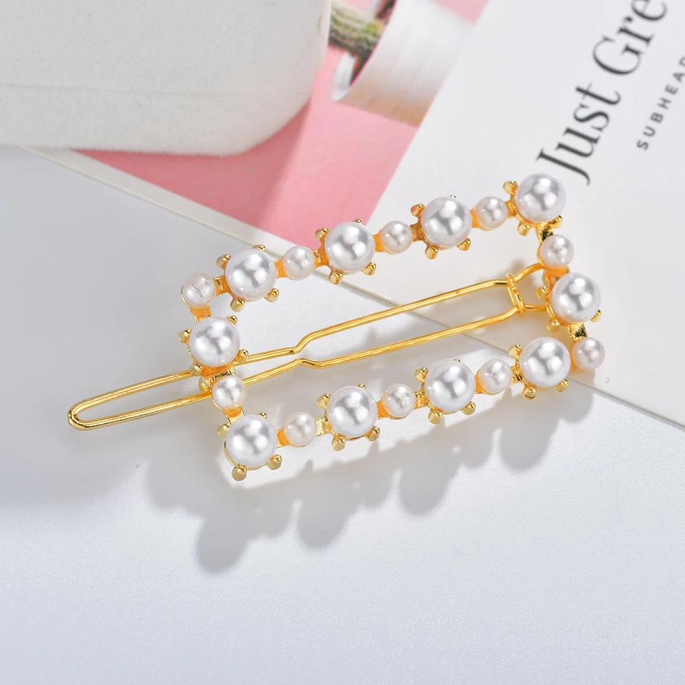 Модные жемчужные короны звезды сердце круглые геометрические заколки для волос