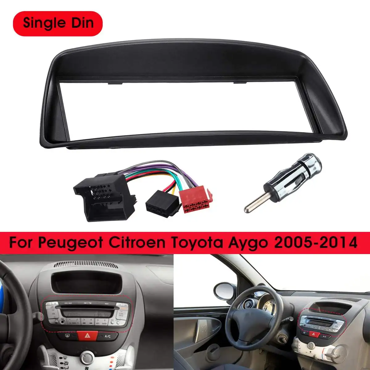 1 Din стерео радио фасции панель накладка рамка Крышка для Citroen C1 Toyota Aygo Peugeot