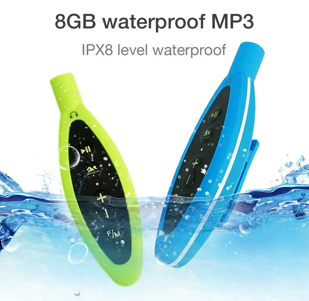 Водонепроницаемый MP3 плеер IP68 8 ГБ Hi Fi аудио без потерь Поддержка музыки FM радио