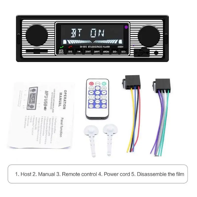 Автомагнитола VODOOL 5513 1 Din 12 В Bluetooth mp3 плеер FM радио USB TF карта AUX вход|Автомобильные