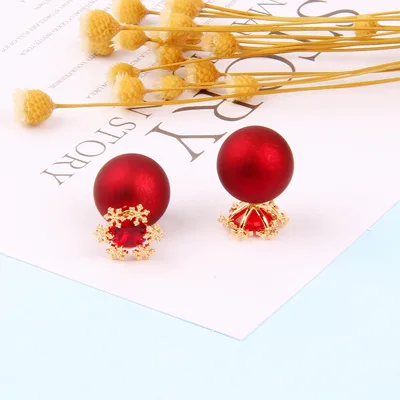 Новый стиль ручной работы красные круглые сережки с шаром романтические милые
