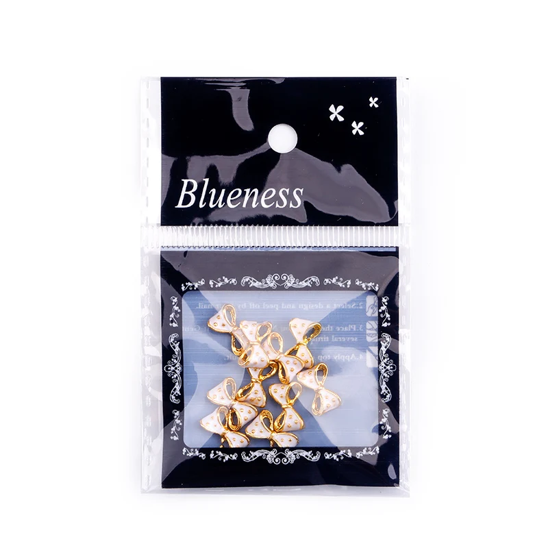 Blueness 10 шт. блестящие 3D банты для ногтей Стразы Золотой сплав украшения амулеты