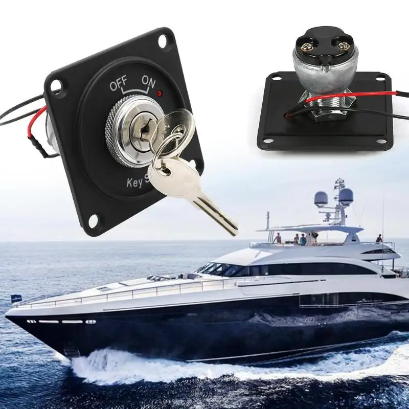 

DC 12 V 10A зажигания Панель управления для лодки с светодиодный 2 позиционный Выключатель ВКЛ/OFF переключатель с Панель + 2 клавиши устройство зажигания части для лодки приборы для катера лодочные переключатели