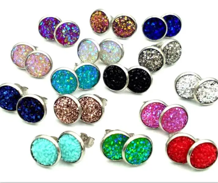 50 пар/лот 8 мм 12 druzy серьги-гвоздики ASOS серьги для детей подростков и девочек