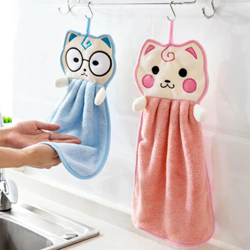 

Handkerchief Kitchen Hanging Towels Dishcloths Cute Cartoon Soft Hand Face Wipe Towel Terylene Washcloths Bathroom Accessories