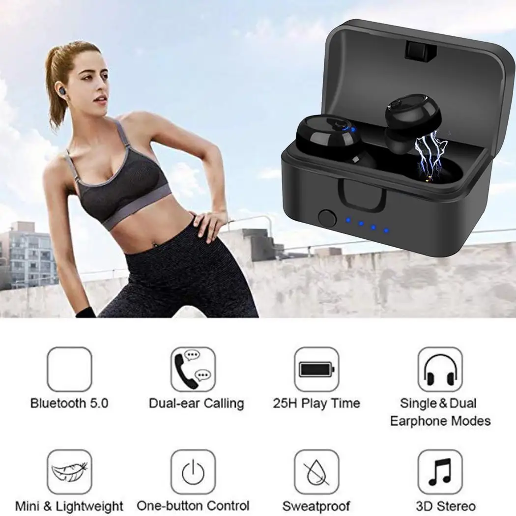 Стерео наушники вкладыши громкой связи Bluetooth комплект Спорт 55 мАч беспроводная