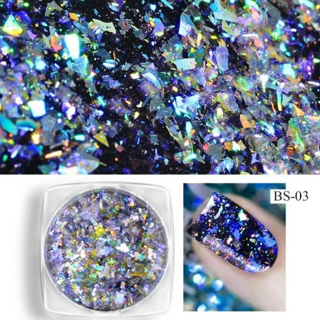 Beautiful Laser Sequins Nail Glitter Beauty China Plastic 30g Home Travel etc. Shiny Art Powder | Красота и здоровье