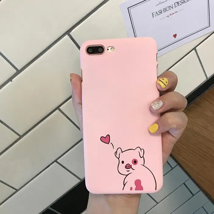 Lovely Animal Pig Phone Cases For iphone 6 6S Plus 7 case Love Heart Ultra Thin Hard PC Shell Cover 8Plus |