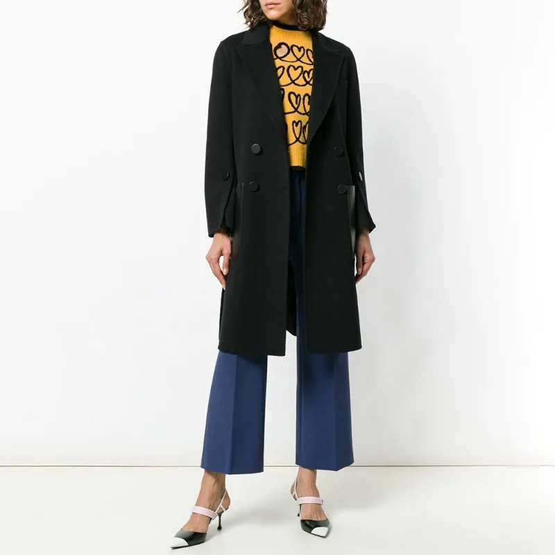 TWOTWINSTYLE Лоскутные Куртки из искусственной кожи для женщин пальто с отворотом