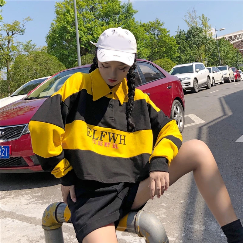 Женская Осенняя одежда ulzzang Harajuku в Корейском стиле футболки с буквенным принтом