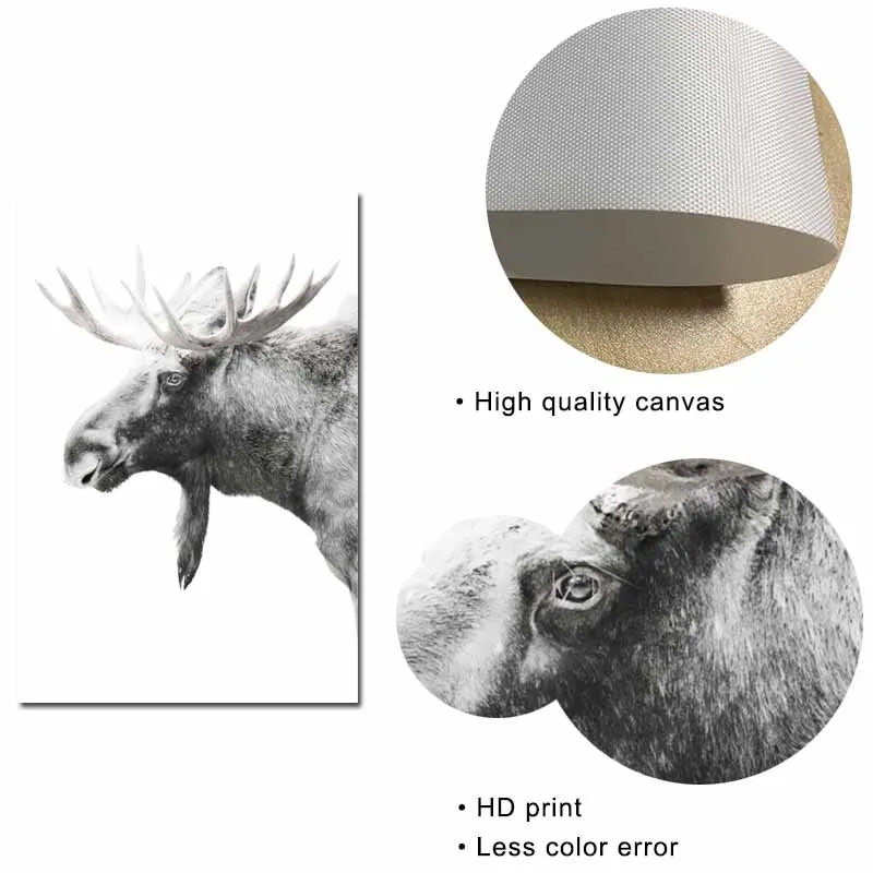 Modern Wall Art Moose Woodland Animals Prints Adventure Letter Poster Canvas Painting Nordic Style Living Room Home Decor | Дом и сад