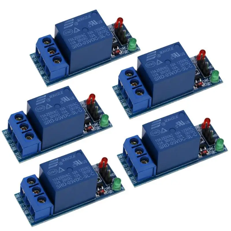 5Pcs 1-Channel 5V Relay Module Shield for Arduino 1280 2560 ARM PIC AVR DSP | Электроника