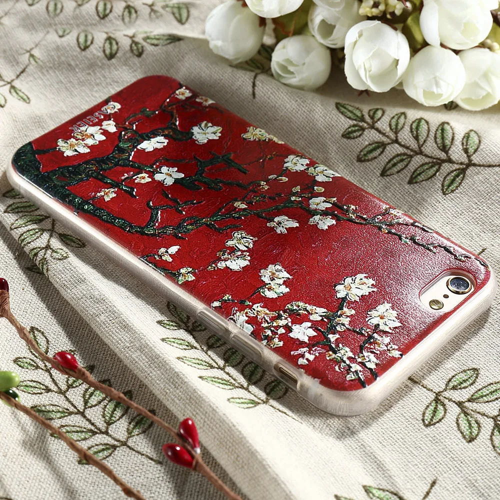 Чехол CASEIER для iPhone 6 6s 7 Plus с объемным рельефом и цветочным рисунком Samsung S7 S6 Edge