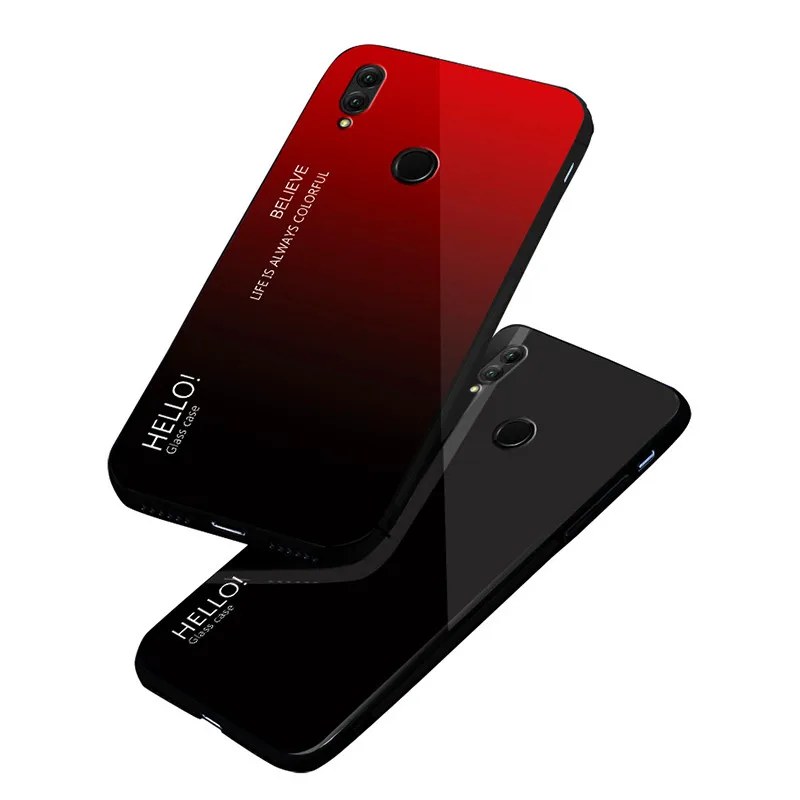 Чехол для Huawei Honor 8X JSN L21 градиентный чехол с закаленным стеклом Aurora задняя крышка
