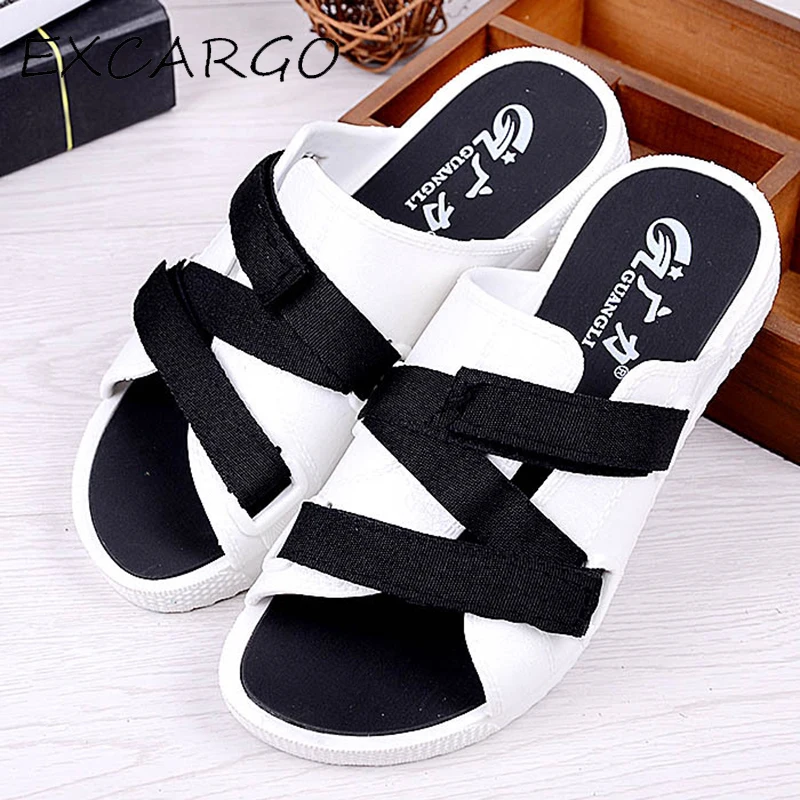 Мужские летние туфли на плоской подошве без застежки|Тапочки| |