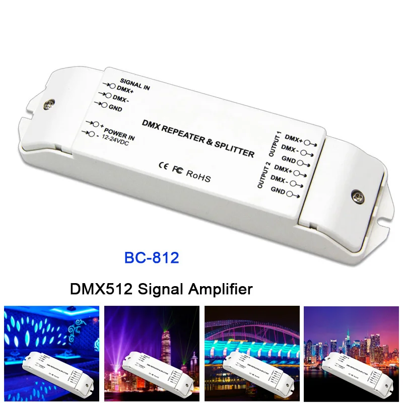 Bc-812 Dmx512 Репитер сигнала Dmx усилитель мощности от 1 до 2 каналов выход разветвитель