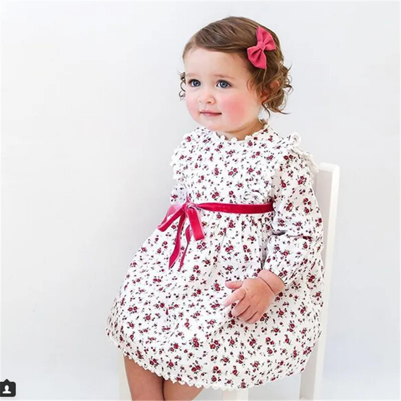 pudcoco Kids Baby Girl Floral Dress Bebe Girls Cotton belt Princess Lace Party Pageant Dresses 1-5T | Детская одежда и обувь