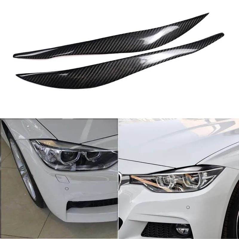 

Car Real Carbon Fiber Sport-mind Headlight Eyebrow Eyelid Fit For BMW F30 F34 Series 3